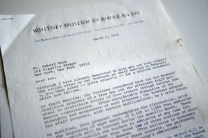 Whitney Museum Letter